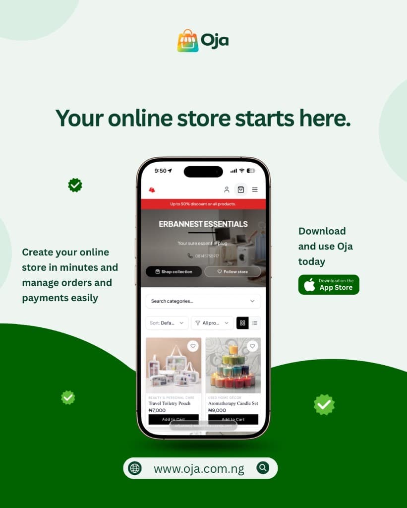 Oja — Your online store starts here. Create a storefront in minutes and manage orders and payments easily.
